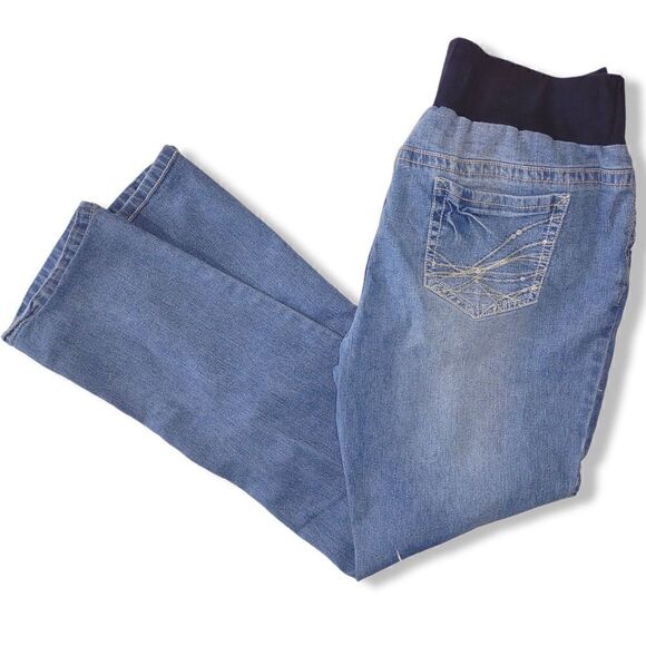 Apollo Maternity Blue Jeans Straight Legs Faded XL - Picture 2 of 5